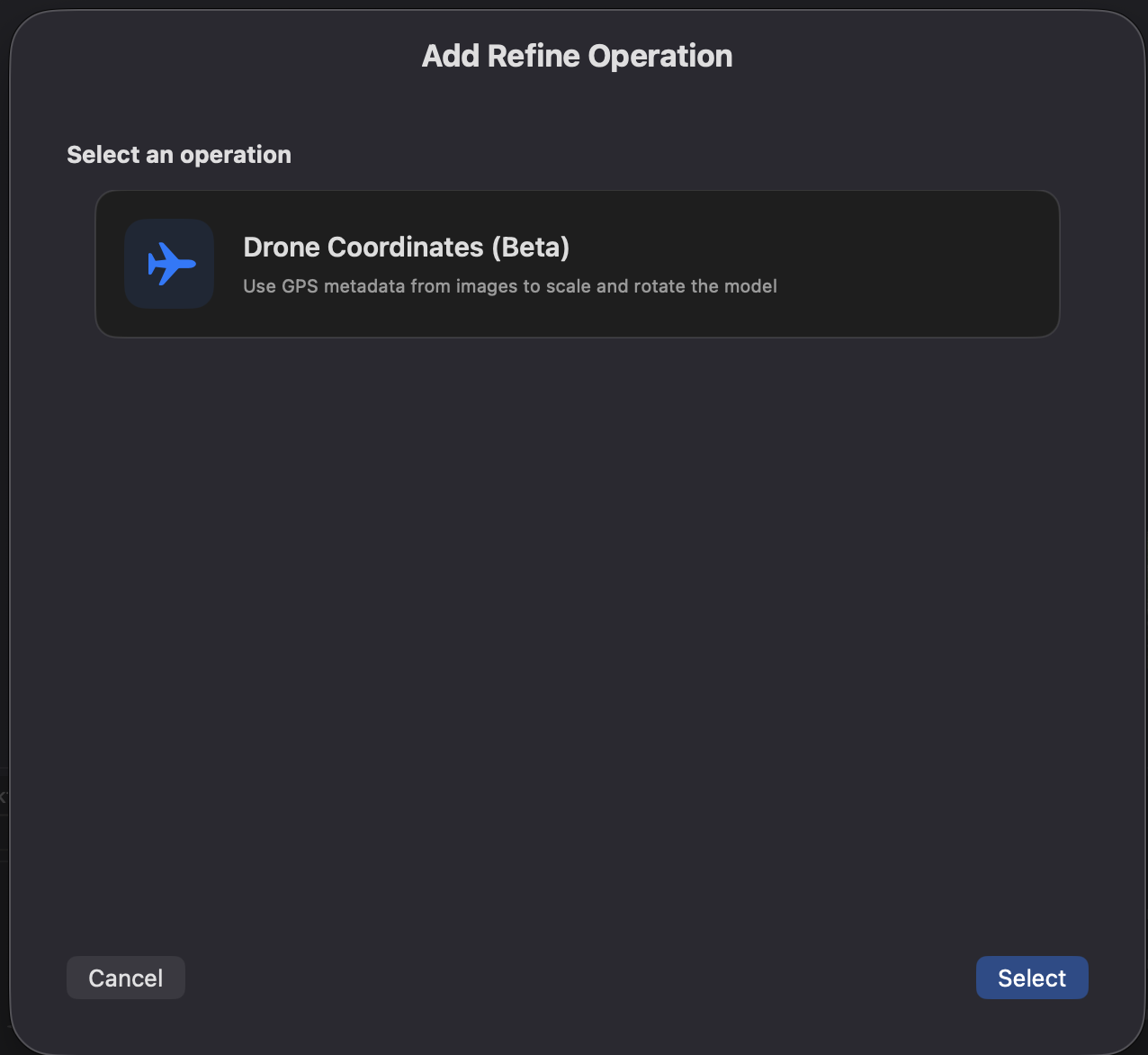 Select Drone Coordinates