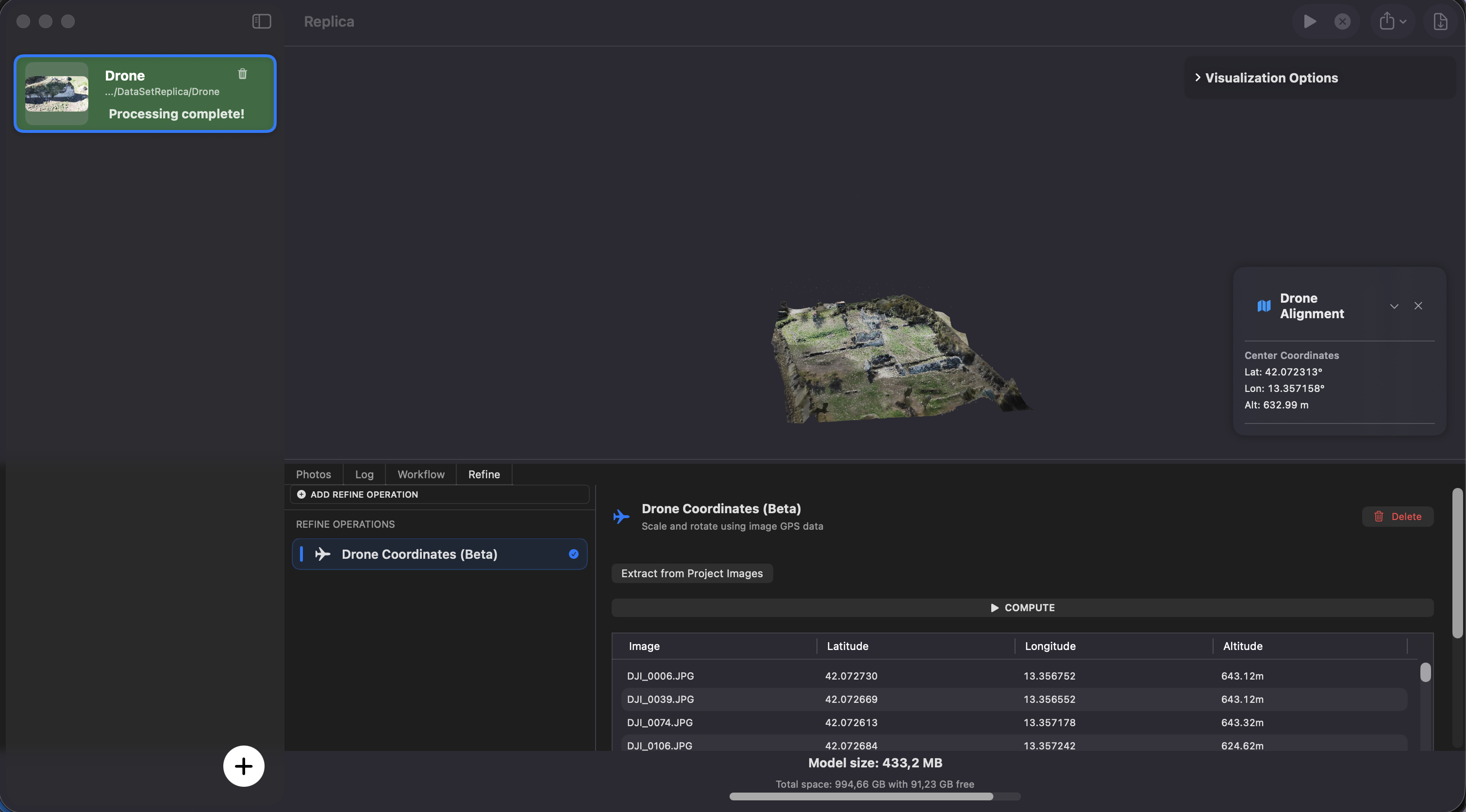 Drone Coordinates Operation