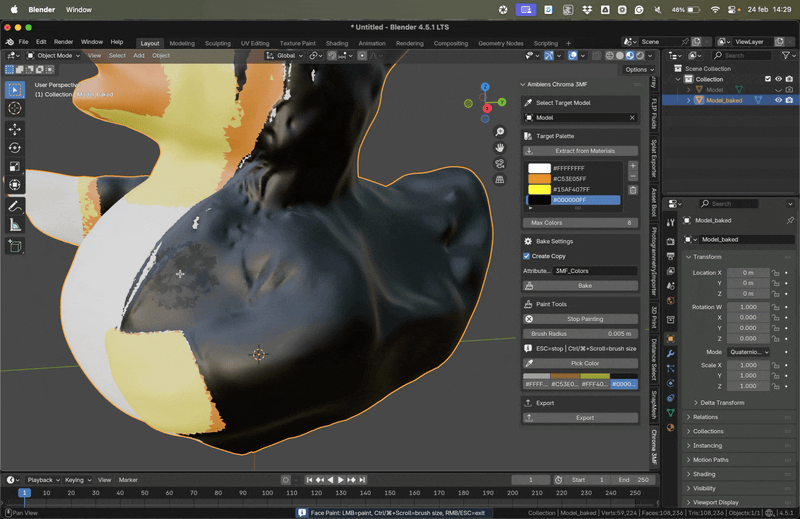 Chroma3MF palette paint tool for fine-tuning color assignments